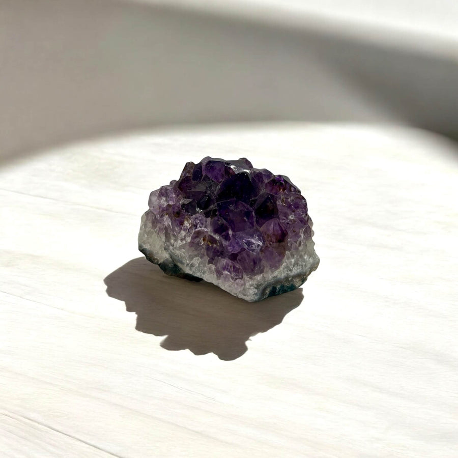 Amethyst cluster, 2.5" x 2", raw crystal for energy and spiritual growth.