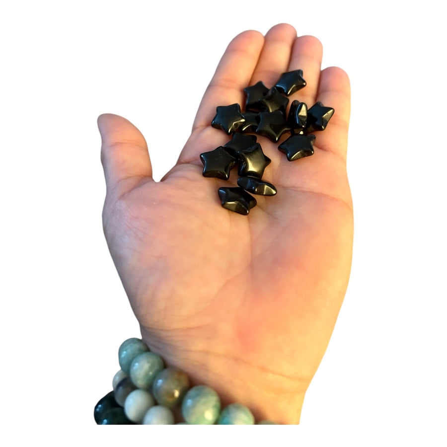 Black agate stars and moons